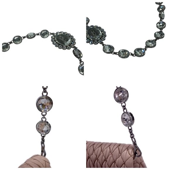 miumiu Miu Crystal/Matelasse Cameo (pink) Leather Shoulder Bag 595-051525 - Picture 8 of 14